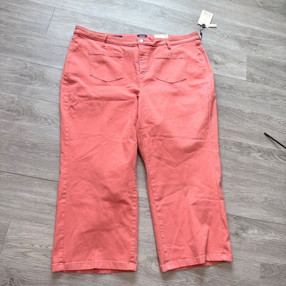 NYDJ Coco Relaxed Wide Leg Crop Pants 22W Coral Haze Cool Embrace